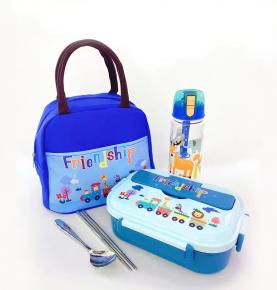OEM Custom Cartoon Lunch Bag Baby Straw Water Bottle 304 Stainless Steel Insulated Thermos Vaccum Food Storage Lunch Box Sets