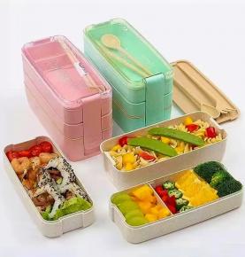 Multilayer plastic lunch box custom insulated bpa free microwave leakpfoof bento box children school kids for boys girls bento