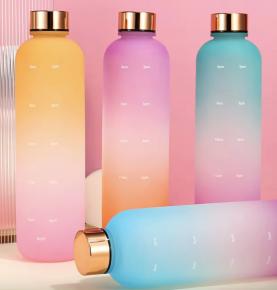 Top Seller 1L Tritan Water Bottle With Time Marker BPA Free Frosted Plastic Drink Bottle