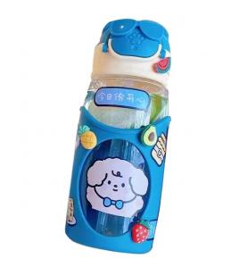 2024 wholesale popular cute 500ml clear plastic water bottle kids children strap