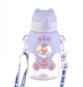 wholesale Space capsule cartoon children summer plastic water cup with straw kids of school carry water bottle for drinking
