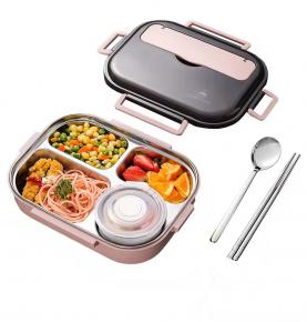 new trending food grade insulated child student plastic metal 304 stainless steel bento lunch box with compartment