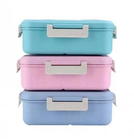Free plastic cutlery 100% food grade microwave safe food container biodegradable wheat straw school bento lunch box