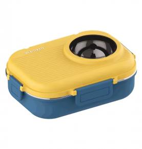 Hot Sale 304 Stainless Steel Insulated Bento Box Four Compartment Leak Proof Food Containers for Adults Students with Spoon